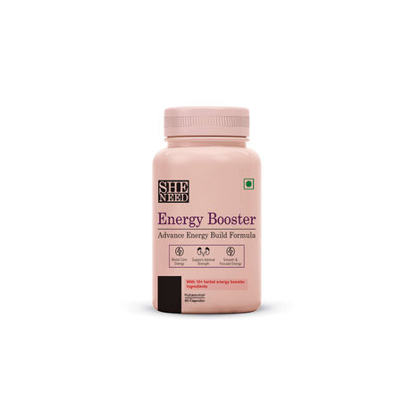 Buy SheNeed Energy Booster with Advance Energy Build Formula for Sports with Ashwagandha, Vit-C, Ginseng Extract for Men & Women, Vegan - 60 Capsules-Purplle