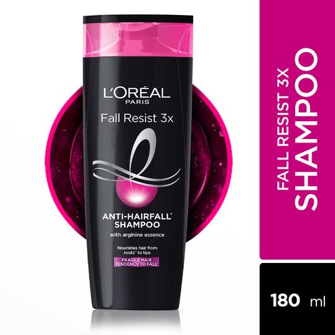 Buy L'Oreal Paris Anti-Hair Fall Shampoo, Reinforcing & Nourishing for Hair Growth, For Thinning & Hair Loss, With Arginine Essence and Salicylic Acid, Fall Resist 3X, 180 ml-Purplle