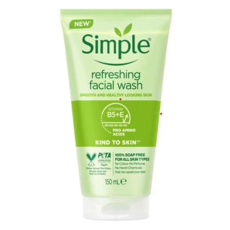 Buy Simple Kind to Skin Refreshing Facial Wash | For all skin types | No Soap, No Added Perfume, No Harsh Chemicals, No Artificial Color, No Alcohol and No Parabens (150 ml)-Purplle
