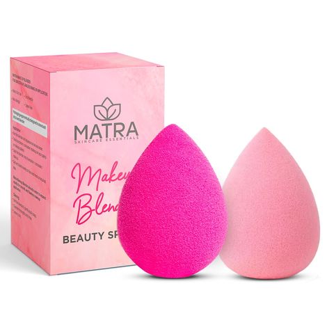Buy Matra Professional Makeup Blender Beauty Sponge – Foundation Sponge for flawless Make-up - Latex-free Powder Puff (Random Color & Shape) | Pack of 2-Purplle