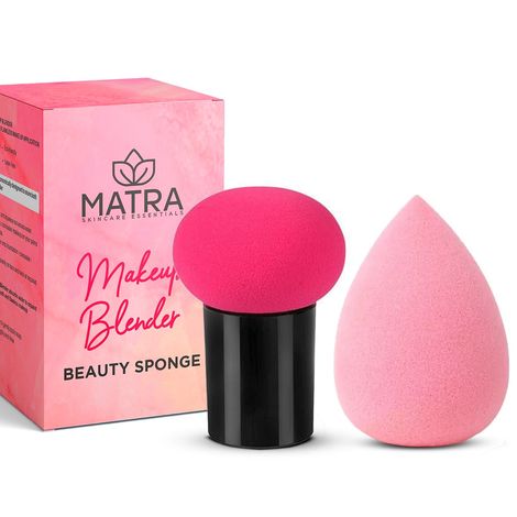 Buy Matra Professional Premium Quality Makeup Beauty Blender Combo Pack | Mushroom Head Sponge & Makeup Puff for flawless Make-up - Latex-free Powder Puff (Random Color & Shape)-Purplle