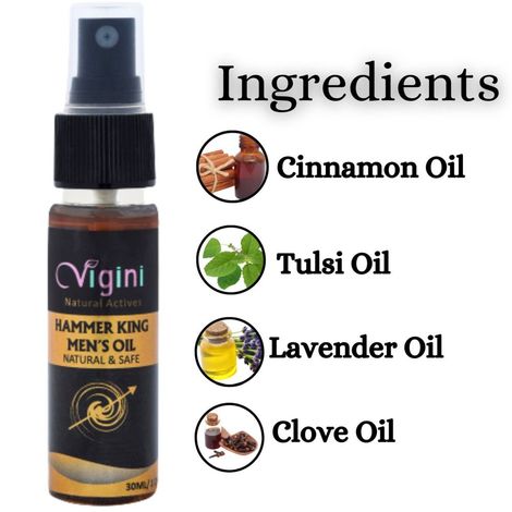 Vigini Natural Hammer King Long Time Sexual Lube Lubricants Effective Lubricating  Lubrication Massage Oil for Men Sulphate Paraben Free with Tulsi Ylang  Ylang Clary Sage Essential Oils (30 ml)