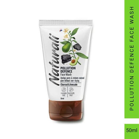 Buy Naturali Pollution Defence Face Wash | With Charcoal & Avocado | Protects Skin From Pollution And Restores Natural Glow 50 Ml-Purplle