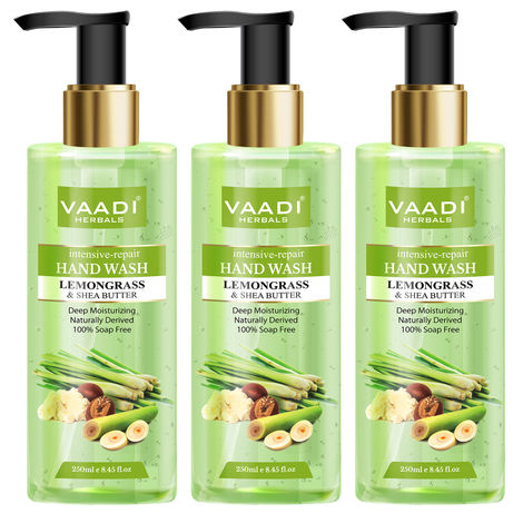 Buy Vaadi Herbals Pack of 3 Intensive-Repair Lemongrass & Shea Butter Hand Wash (250 ml x 3)-Purplle