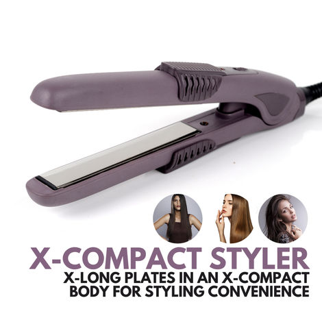 Buy Alan Truman X-Compact Styler | Extra Long Plates| Ceramic Coated Plates Ensure Frizz Free Styling | Long Lasting Results In A Compact Size Straightner| Compact And Slim|Sturdy And Long Lasting Hinge Enhance The Life Of The Straightener 1 Pc-Purplle