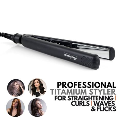 Buy Alan Truman Titanium Slim Hair Straightener | Digital Titanium Slim Styler| Salon Grade Mirror Titanium Coating Ensure Poker Straight Hair| Full Digital Temperature Control| Least Heat Induced Damage| Smoother Shinier Finish 1 Pc-Purplle