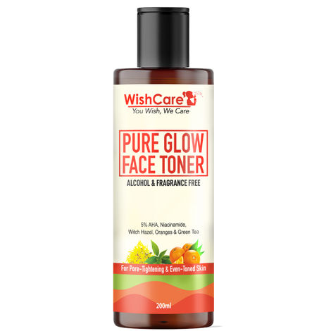 Buy WishCare Pure Glow Face Toner for Pore Tightening & Even Toned Skin with 5% AHA, Oranges & Green Tea (200 ml)-Purplle