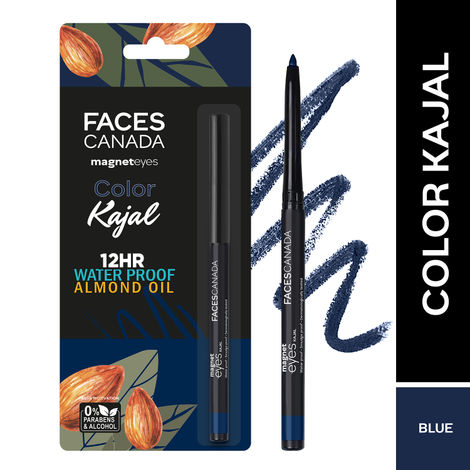 Buy FACES CANADA Magneteyes Color Kajal - Blue Motivation, 0.30 gm | Highly Pigmented Kohl | 12HR Long Stay | Single Stroke Glide | Waterproof & Smudgeproof | Almond Oil Enriched-Purplle