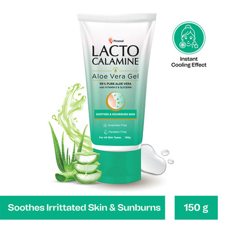 Buy Lacto Calamine Aloe Vera Gel with 99% Pure Natural Aloe Vera, Vitamin E and Glycerin for non-sticky hydration and cooling effect. Lightweight. Soothes and Nourishes skin. No Parabens, No Sulphates - 150 gm-Purplle