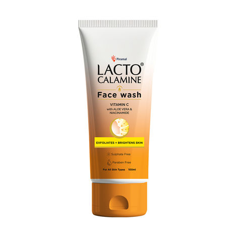 Buy Lacto Calamine Vitamin C Face Wash with Aloe Vera & Niacinamide for bright and glowing skin. Exfoliates skin. Reduces pigmentation. No Parabens, No Sulphates - 100 ml-Purplle