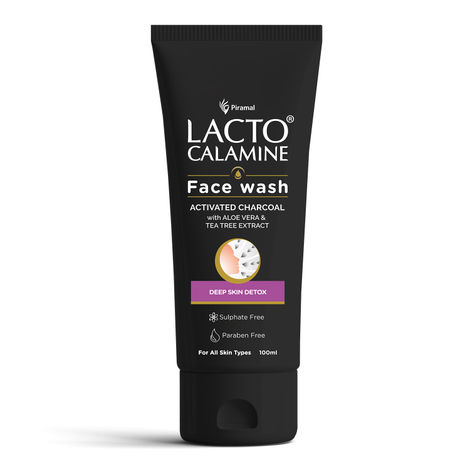 Buy Lacto Calamine Activated Charcoal Face Wash with Aloe Vera & Tea Tree Extract for Deep Skin Detox. Removes impurities and fights blackheads & whiteheads. No Parabens, No Sulphates - 100 ml-Purplle