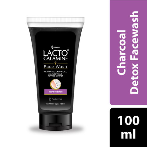 Buy Lacto Calamine Activated Charcoal Face Wash with Aloe Vera & Tea Tree Extract for Deep Skin Detox. Removes impurities and fights blackheads & whiteheads. No Parabens, No Sulphates - 100 ml-Purplle