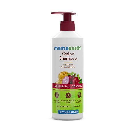 Buy Mamaearth Onion Shampoo with Onion & Plant Keratin for Hair Fall Control - 400 ml-Purplle