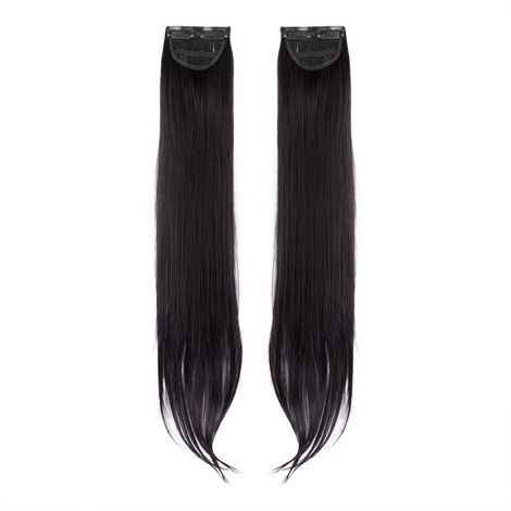 Buy STREAK STREET CLIP-IN 24" STRAIGHT NATURAL BLACK SIDE PATCHES (2pcs Set)-Purplle