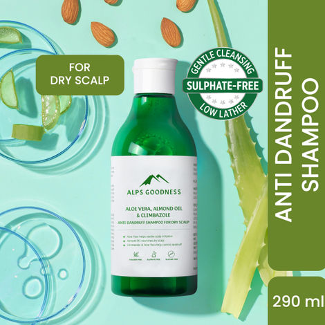 Buy Alps Goodness Aloe Vera, Almond Oil & Climbazole Anti-Dandruff Shampoo for Dry Scalp (290ml) | Sulphate Free Shampoo| Silicone Free Shampoo | Gentle & Mild Cleansing Shampoo| Anti-Dandruff Shampoo| Shampoo for Dry Hair| Shampoo for Dry Scalp-Purplle