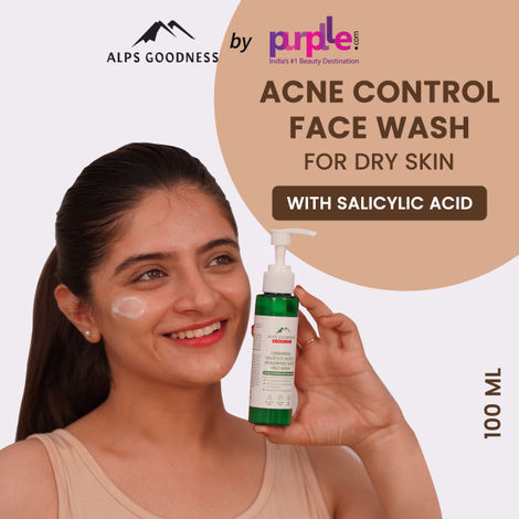 Buy Alps Goodness Acne Control Facewash For Dry Skin with Cinnamon, Salicylic Acid & Hyaluronic Acid (100 ml)| For Acne Prone Dry Skin | Sulphate Free, Soap Free, Silicone Free, Paraben Free, Mineral Oil Free | Salicylic Acid Face wash-Purplle