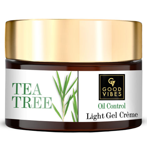 Buy Good Vibes Tea Tree Oil Control Light Gel Cream | Anti-Acne, Hydrating, Moisturizing | No Parabens, No Sulphates, No Mineral Oil (50 g)-Purplle