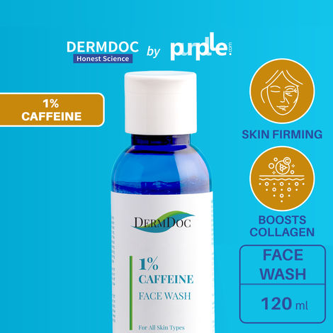 Buy DERMDOC by Purplle 1% Caffeine Face Wash (120 ml) | anti aging face wash | non-drying face wash | caffeine for face | dull, tired skin | boosts collagen-Purplle