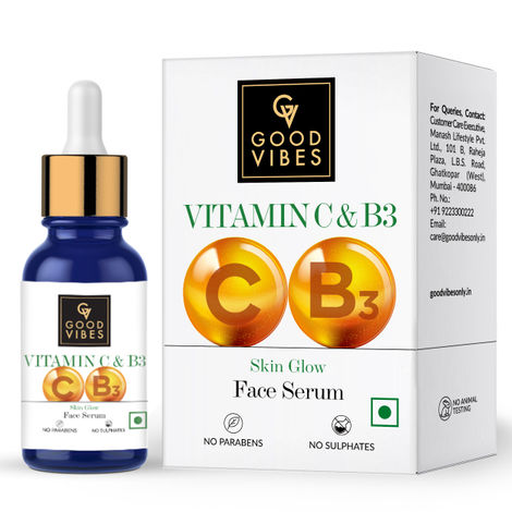 Buy Good Vibes Vitamin C & B3 Skin Glow Face Serum | Brightening, Anti-Ageing | With Orange | No Parabens, No Sulphates, No Animal Testing (10 ml)-Purplle