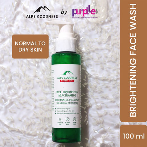 Buy Alps Goodness Rice, Liquorice & Niacinamide Brightening Facewash For Normal to Dry Skin (100 ml) | Sulphate Free, Soap Free, Silicone Free, Paraben Free, Mineral Oil Free | Gentle Face Cleanser-Purplle