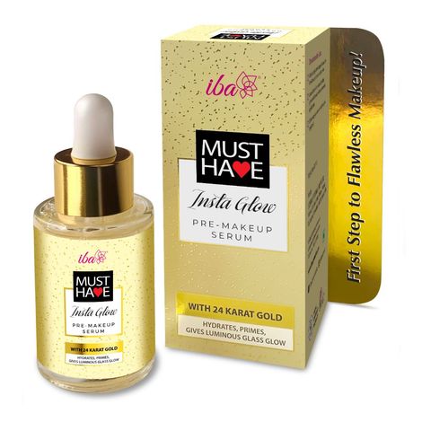 Buy Iba Must Have Insta Glow Pre-Makeup Serum, 30ml l with 24K Gold l Primer Serum For Face Make-Up For Nourishes And Brightens Skin | Hydrates, Primes, Gives Luminous Glass Glow-Purplle