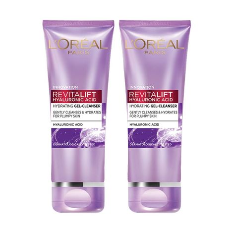 Buy L'Oreal Paris Revitalift Hyaluronic Acid Hydrating Gel Cleanser, Combo Pack of 2 | Gentle Facewash to cleanse Impurities & makeup residue - Purplle