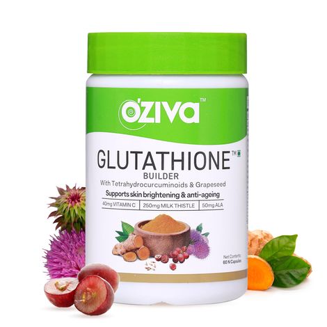 Buy OZiva Glutathione Builder (with ALA, Skin Vitamins & Selenium) for Skin Brightening & Anti-Ageing, 60 Capsules-Purplle
