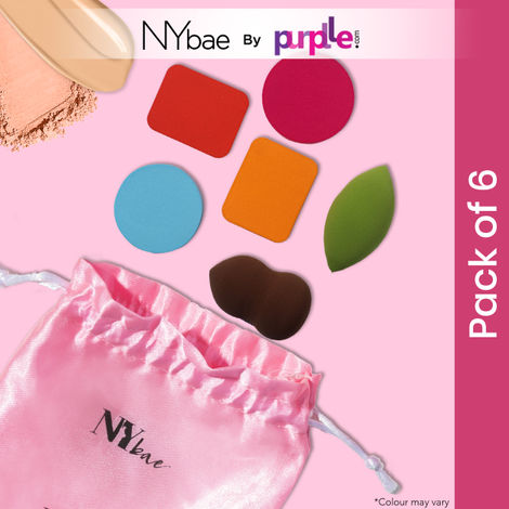Buy NY Bae Blender Bunch 03 | Pack Of 6 | Blender Set | Rectangle Puff | Round Puff | Pear Blender | Olive Blender | Teardrop Blender | Flawless Makeup Application | Maximum Coverage-Purplle