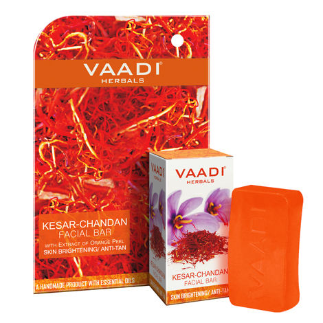 Buy Vaadi Herbals Kesar Chandan Facial Bar with Extract Orange Peel (25 gm)-Purplle