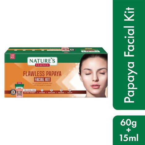 Buy Nature's Essence Flawless Papaya Facial Kit, 60gm+15ml, For 3 Use-Purplle