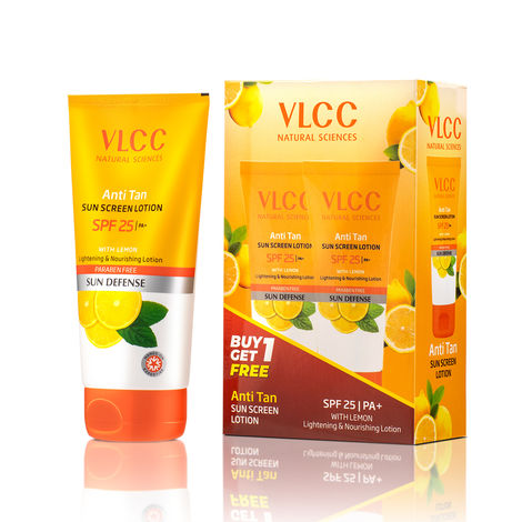 Buy VLCC Anti Tan Sun Screen Lotion SPF 25 with Lemon Sun Defense (150 ml) Buy 1 Get 1 Free-Purplle