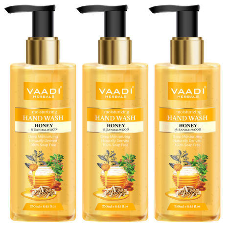 Buy Vaadi Herbals Pack of 3 Deep Moisturizing Honey & Sandal Hand Wash (250 ml x 3)-Purplle