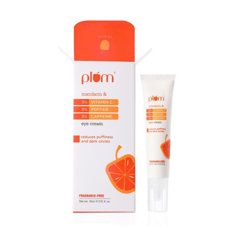 Buy Plum 3% Vitamin C 3% Peptide & 3% Caffeine Under Eye Cream with Mandarin (15 ml)-Purplle