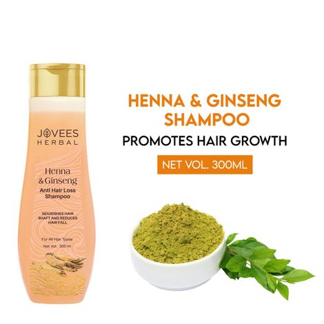 Buy Jovees Herbal Henna & Ginseng Anti Hair Loss Shampoo | For Hair Growth & Hair Fall Control With Henna , Ginseng & A mla Extract | For All Hair Type 300 ml-Purplle
