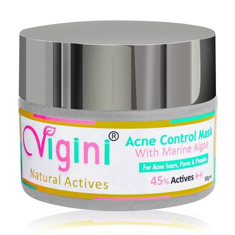 Buy Vgini 45% Actives Marine Algae Anti Acne Clay Face Pack Mask Pimple Removal Prone Bumpy Skin, Control Oil & Sebum Tighten Pore, Remove Blackheads, Dries Blemishes, (Salicylic Glycolic Hyaluronic) Acid Vitamin E Men Women 50g-Purplle
