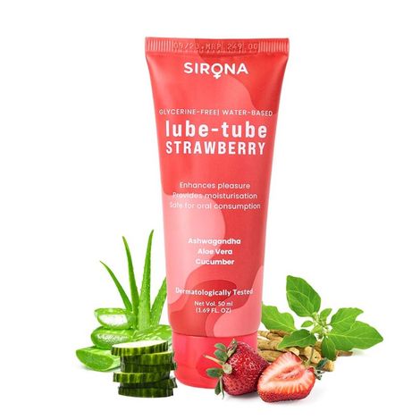 Buy Sirona Glycerine Free Natural Strawberry Lube - tube for Men & Women a€“ 50 ml | Lube for Sensual Massage & Lubrication | Water-Based | Everyday Vaginal Moisturizer | Dermatologically Tested-Purplle