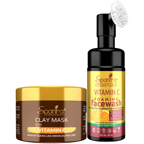 Buy Spantra Vitamin C Clay Mask 125 gm, & Face Wash, 100ml (Pack of 2)-Purplle