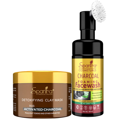 Buy Spantra Charcoal Clay Mask 125 gm, & Face Wash, 100ml(Pack of 2)-Purplle