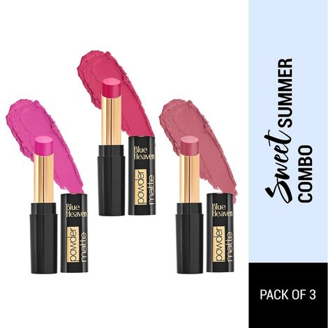 Buy Blue Heaven Powder Matte Lipsticks Sweet Summer Combo, Set of 3-Purplle