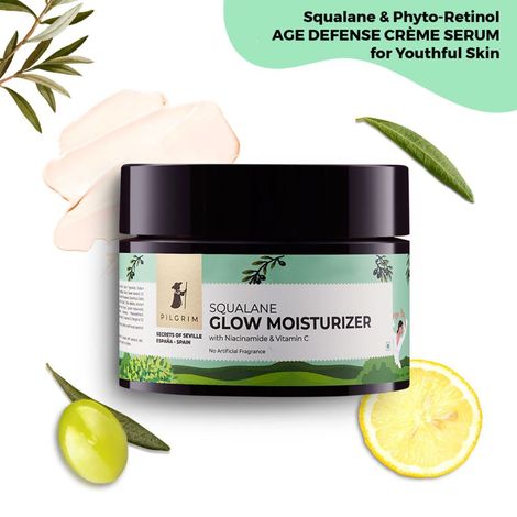 Buy Pilgrim Squalane Glow Moisturizer For Face With Niacinamide & Vitamin C | Vitamin C For Brightens Skin & Hydrating Skin (50 g)-Purplle