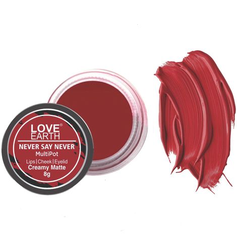 Buy Love Earth Lip Tint & Cheek Tint Multipot - Never Say Never With jojoba Oils & Vitamin E For Lips, Eyelids And Cheeks, Creamy Matte - Bright Red-Purplle