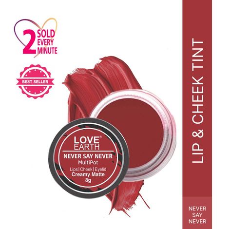 Buy Love Earth Lip Tint & Cheek Tint Multipot - Never Say Never With jojoba Oils & Vitamin E For Lips, Eyelids And Cheeks, Creamy Matte 8 gm-Purplle