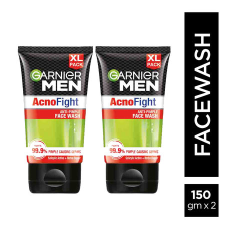 Buy Garnier Men Acno Fight Facewash - For Pimple And Acne Prone Skin, 150gm (Pack of 2)-Purplle