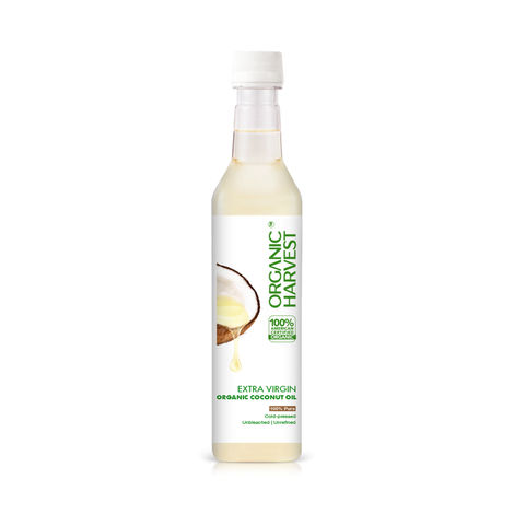 Buy Organic Harvest Cold Pressed Extra Virgin Organic Coconut Oil For All Types of Hair, Skin 500 ml-Purplle
