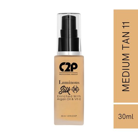 Buy C2P Pro Luminous Silk Liquid Foundation Enriched with Argan Oil & Vitamin E - Medium Tan 11-Purplle