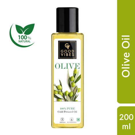 Buy Good Vibes Olive 100% Pure Cold Pressed Carrier Oil For Hair & Skin | Hair Repair, Anti-Ageing | No Parabens, No Animal Testing (200 ml)-Purplle