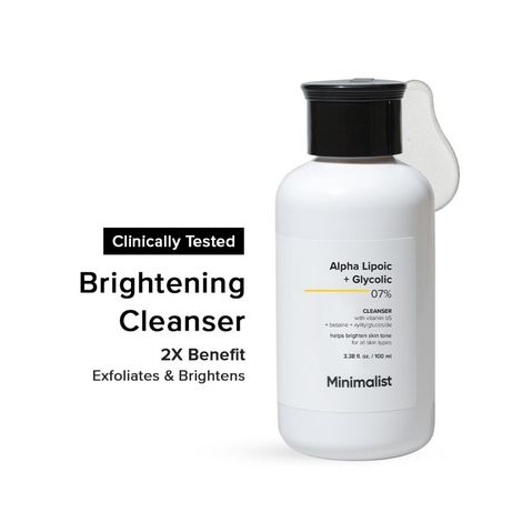 Buy Minimalist 7% alpha Lipoic + Glycolic Cleanser with Vitamin B5 + Betaine + Xylitylglucoside for Brightness & Smoothens Skin | Face Wash to brighten & Smoothen your skin - 100 ml-Purplle