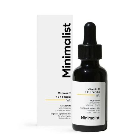 Buy Minimalist 16% Vitamin C + E + Ferulic Face Serum With Fullerenes + Vitamin E + Ferulic - 20ml-Purplle