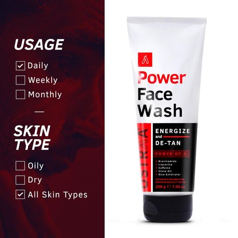 Ustraa Machine Ustraa Power Face Wash Energize and De-Tan - 200g