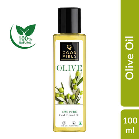 Buy Good Vibes Olive 100% Pure Cold Pressed Carrier Oil For Hair & Skin | Hair Repair, Anti-Ageing | No Parabens, No Animal Testing (100 Ml)-Purplle
